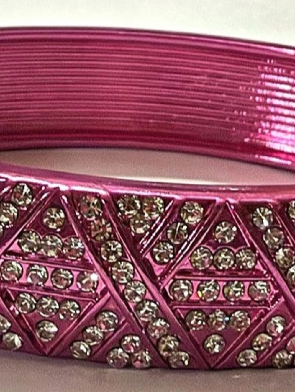 Pink Geometric Rhinestone Bangle Like New